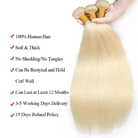 #613 Blonde Straight Bundle 10A Grade Virgin Human Hair