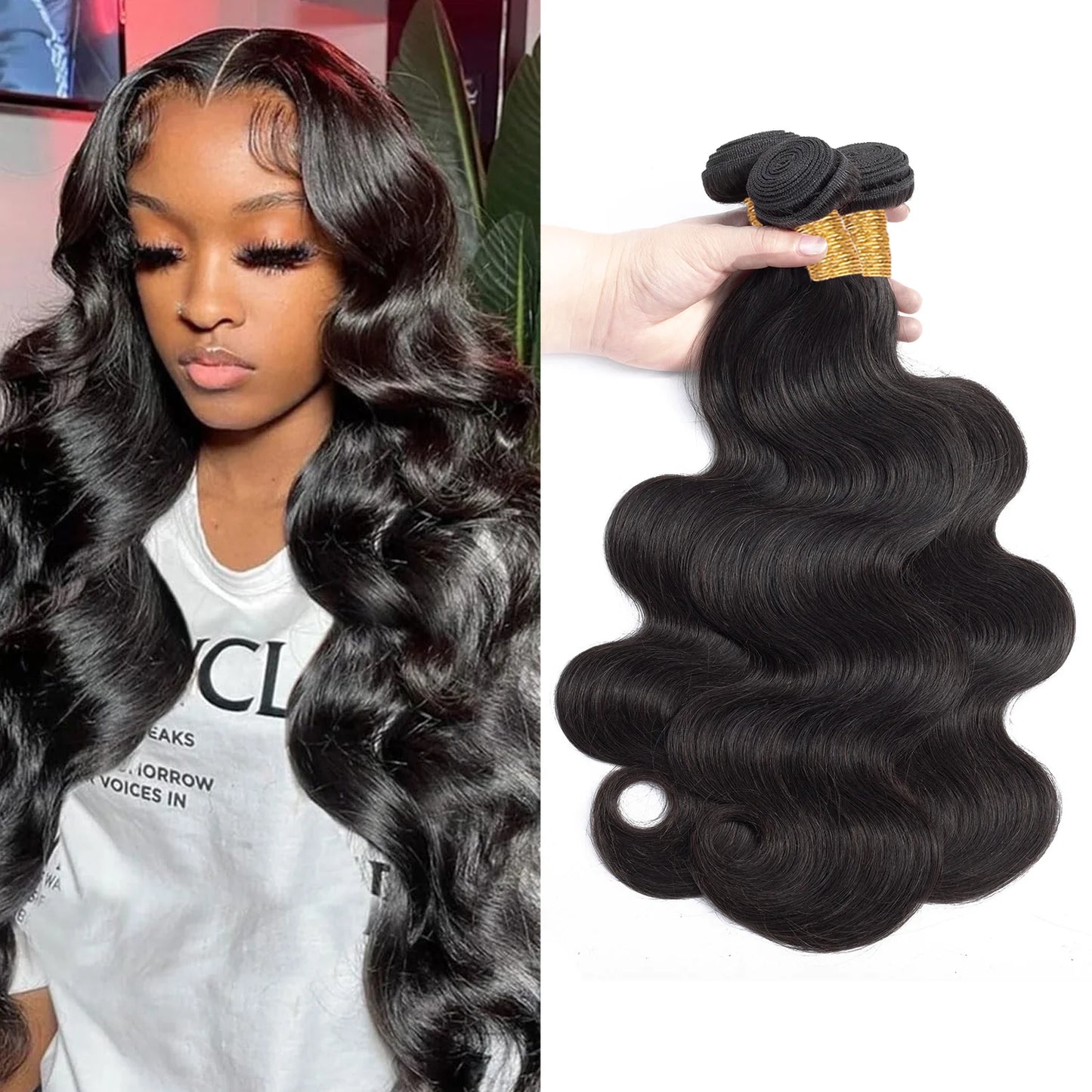 8A Body Wave Brazilian Virgin Human Hair Bundle in Natural Black