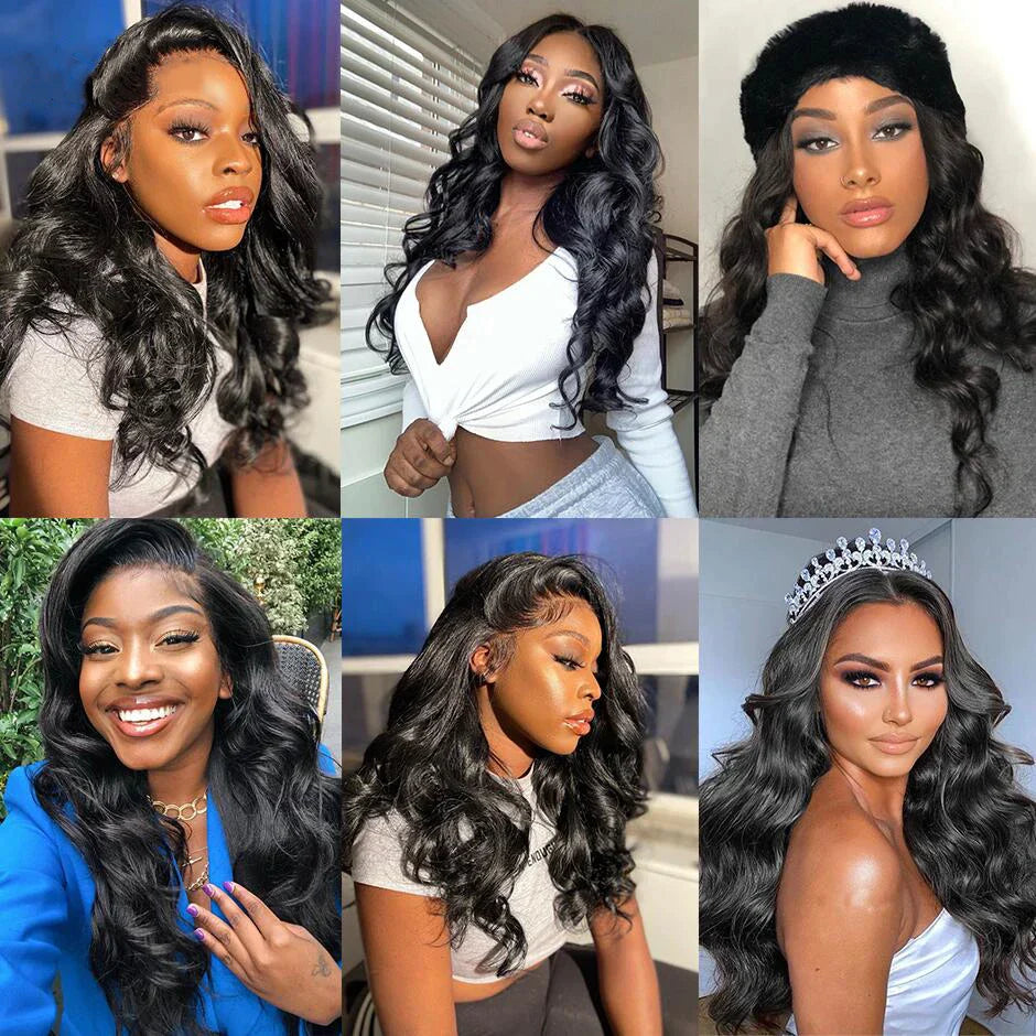 Body Wave Wigs 13x6 Lace Front 180% Density Pre-Plucked Virgin Human Hair