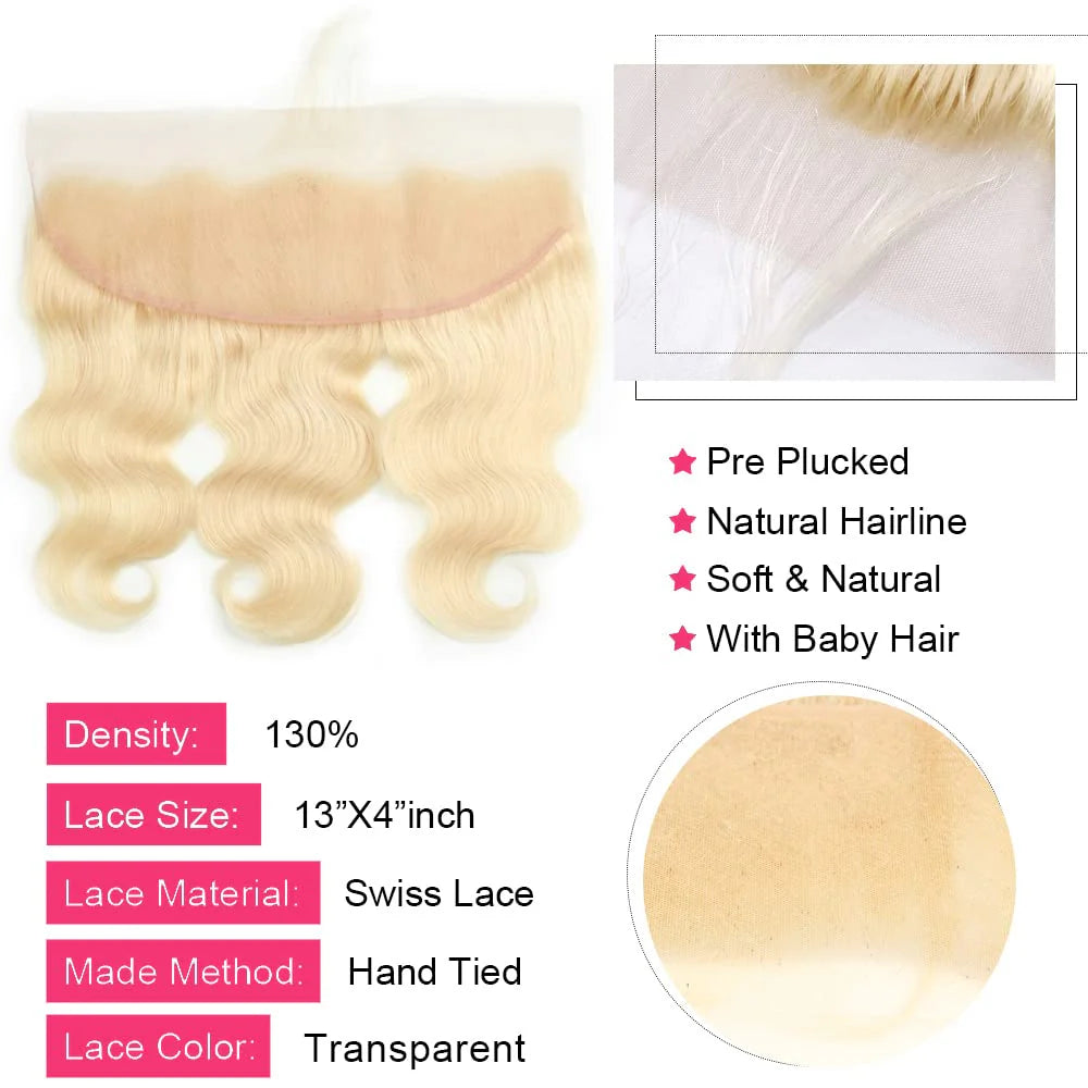 #613 13*4 Body Wave Blonde Human Hair HD Lace Frontal