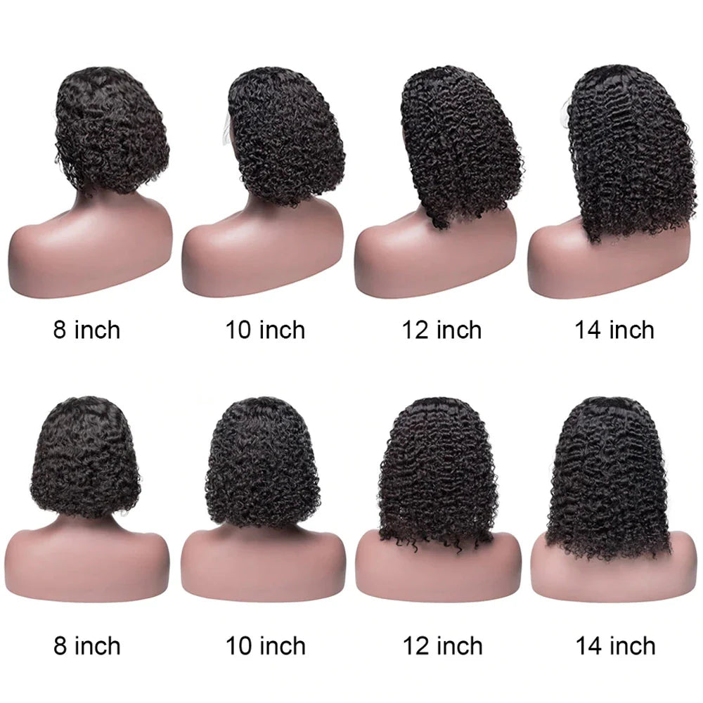 Short Deep Bob Wigs 13x4 Lace Front Human Hair Wigs Natural Black