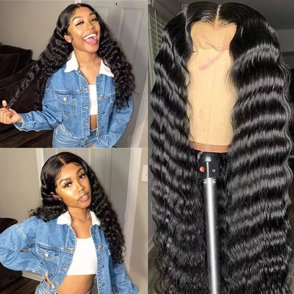 Deep Wigs 13x4 Transparent Lace Front 150% Density Pre-Plucked Virgin Human Hair