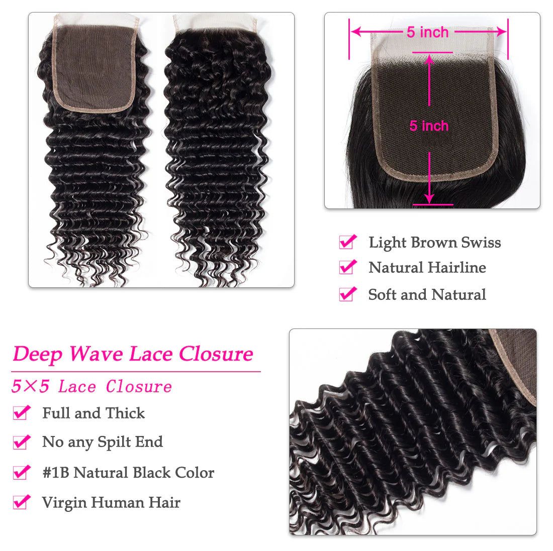 5*5 Deep Wave Lace Closure