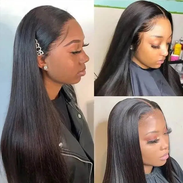 Super HD Lace Straight Wigs 13x4 Front 180% Density Pre-Plucked Virgin Human Hair