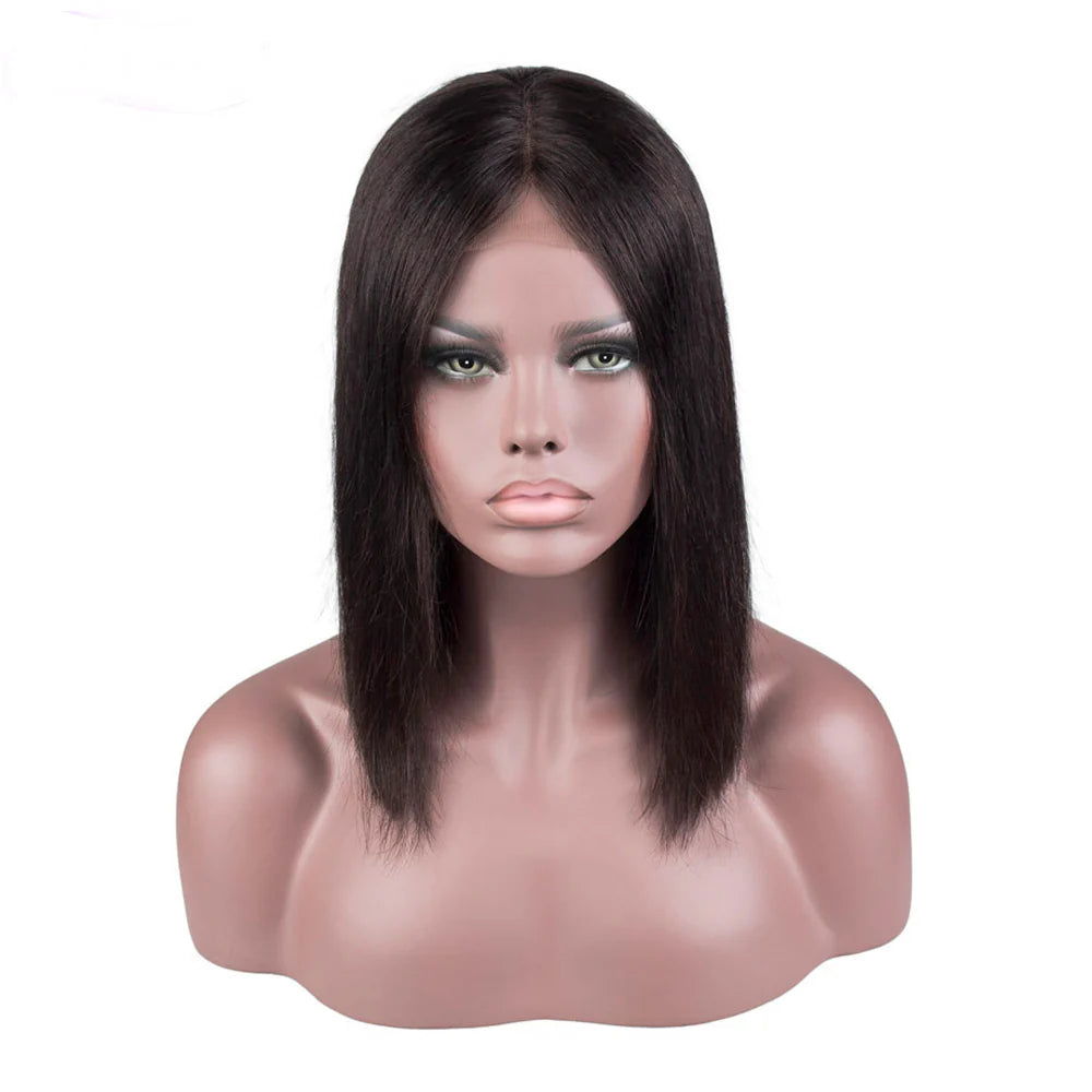 Short Straight Bob Wigs 13x4 Lace Front Human Hair Wigs Natural Black