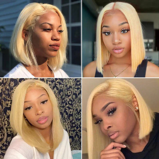 #613 Blonde 4x4 Lace Closure Short Bob Wigs Straight Hair Wigs