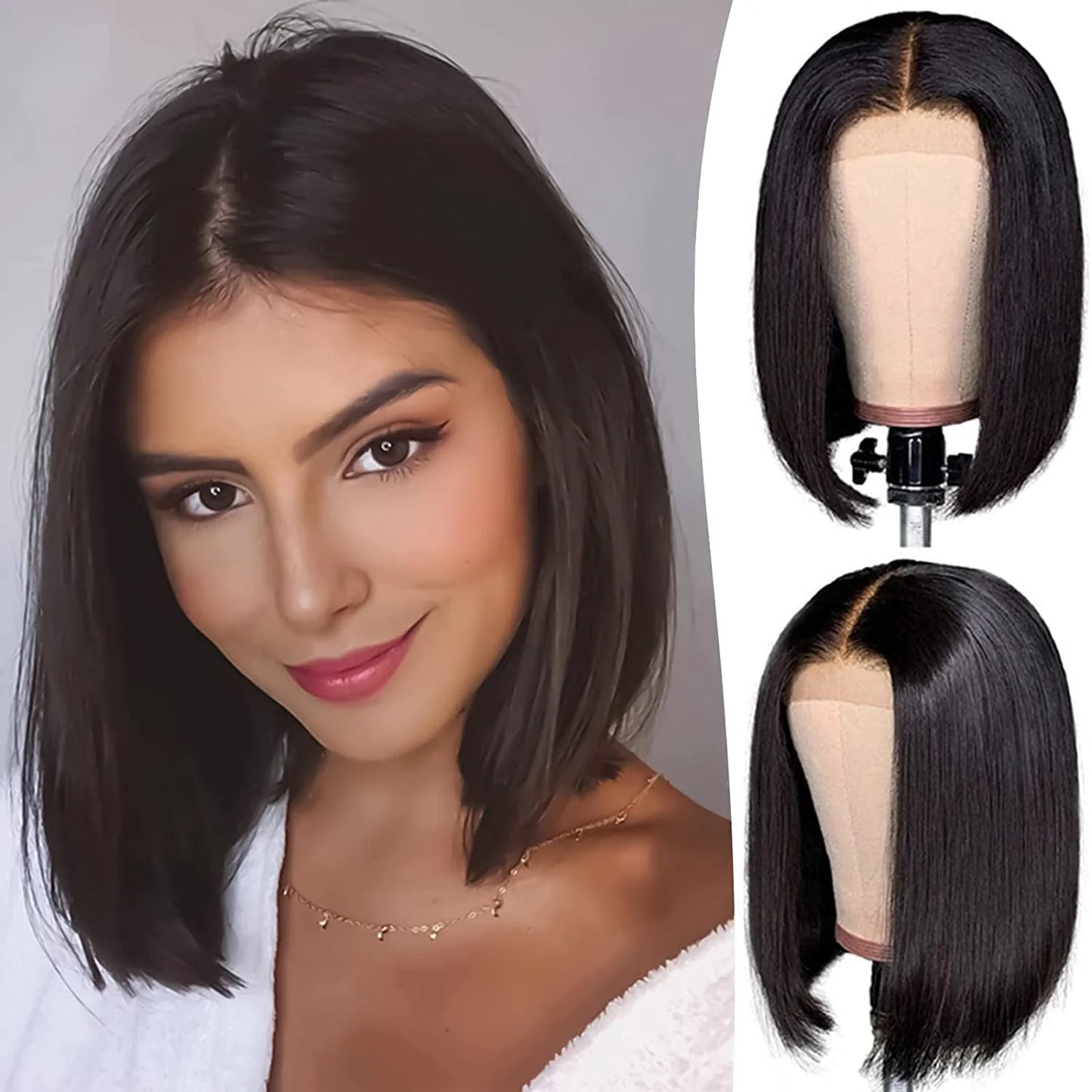 4x4 Lace Closure Short Bob Wigs Straight Hair Wigs