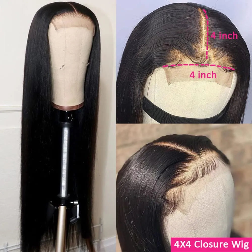 4X4 Lace Closure Straight Wigs Virgin Human Hair