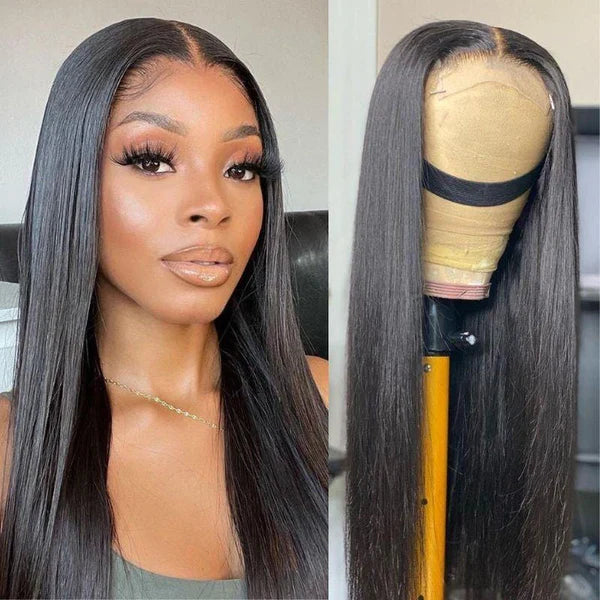 Straight 5X5 Lace Closure Glueless Wigs Virgin Human Hair