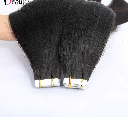 10A Straight Tape Ins Human Hair Extension Natural Black