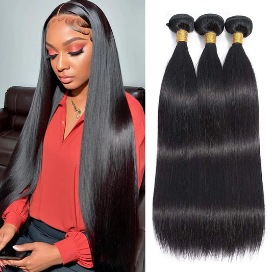 8A Brazilian Straight Human Hair Bundle Natural Black