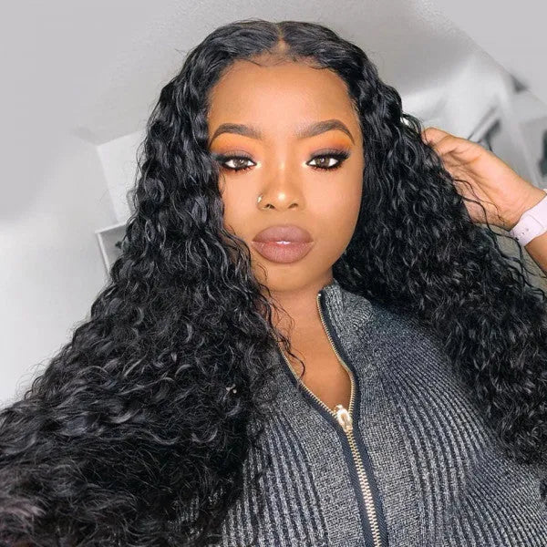 Water Wave 5X5 Lace Closure Glueless Wigs Virgin Human Hair