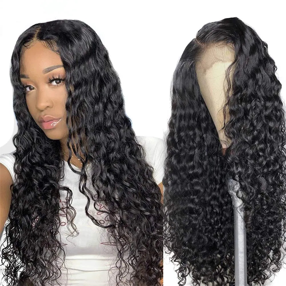 Water Wigs 4x4 Lace Closure 150% Density Pre-Plucked Virgin Human Hair Wig