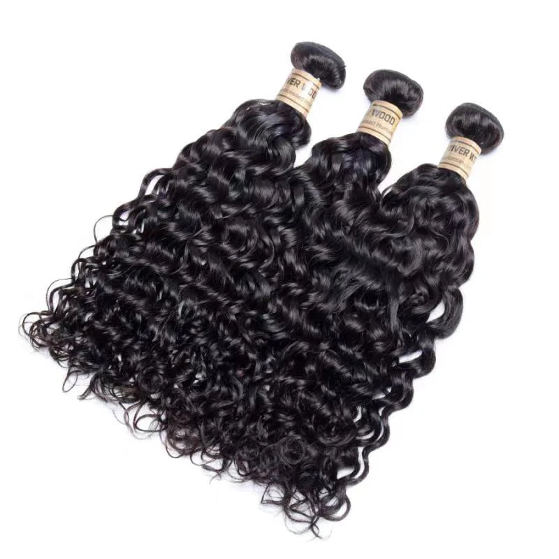 8A Water Wave Brazilian Human Hair Extension Natural Black Color