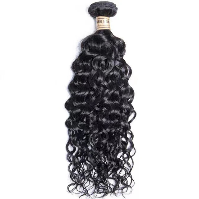 8A Water Wave Brazilian Human Hair Extension Natural Black Color