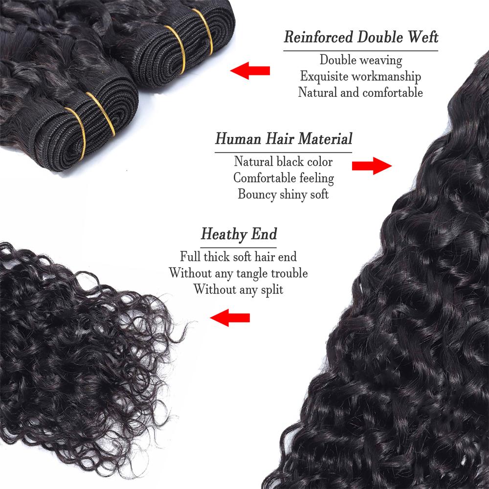 8A Water Wave Brazilian Human Hair Extension Natural Black Color